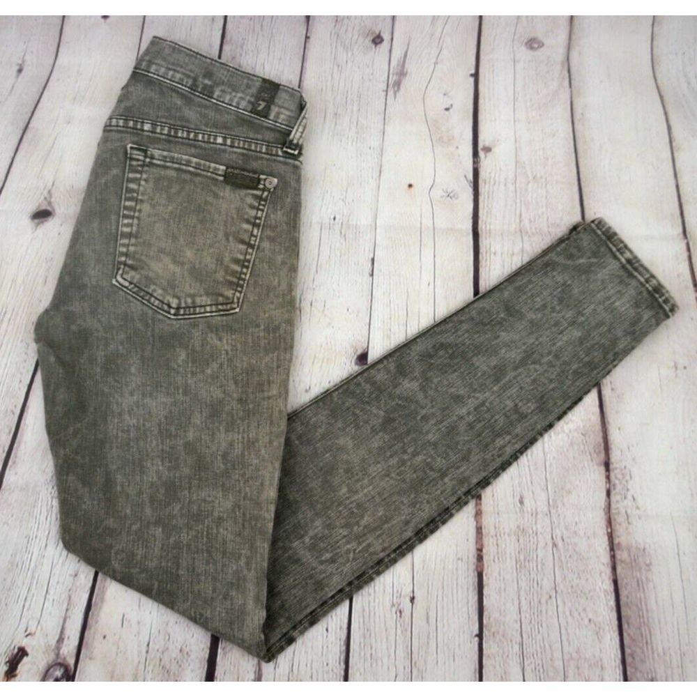 7 FOR ALL MANKIND Women's The Skinny Ankle Jeans SIZE 28 Green Wash - Picture 2 of 10